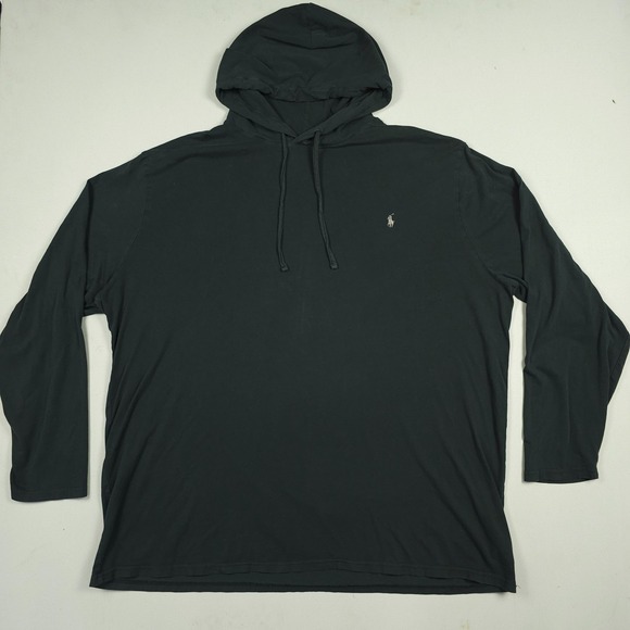 Polo Ralph Lauren Hoodie T-shirt Hoodie Mean 3XLT Tall Black Jersey Knit Pony - Picture 1 of 15
